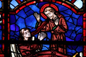 Window depicting a sainted monk appears to St Martin by French School