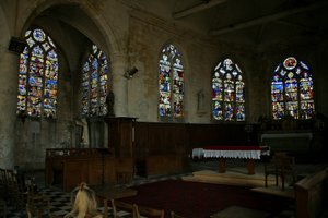 Window w0 depicting an internal view of the north side of the church by French School