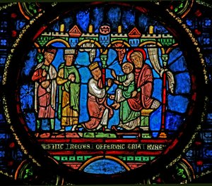 Window w0 depicting the Adoration of the Magi