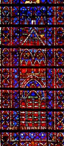Window w105 depicting the cathedral of Amiens by French School