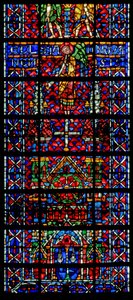 Window w106 depicting the cathedral of Noyon by French School