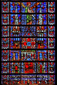 Window w107 depicting the cathedral of Therouanne