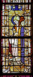 Window w10 depicting a saint bishop by French School