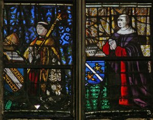 Window depicting donors by French School