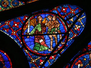 Window w115 depicting Adam and Eve expelled from Eden