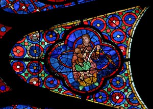 Window w115 depicting Eve feeding her child Seth by French School