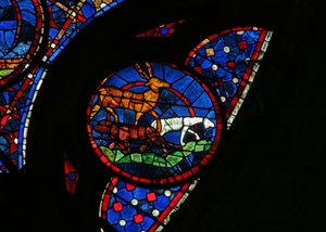 Window w115 depicting the Creation of the animals by French School