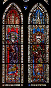 Window w11 depicting Emperors Henry de Bamberg and Frederick Barbarossa by French School