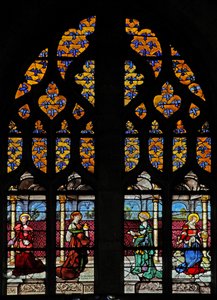 Window depicting heraldic eaglets of the Montmorencys coat of arms by French School