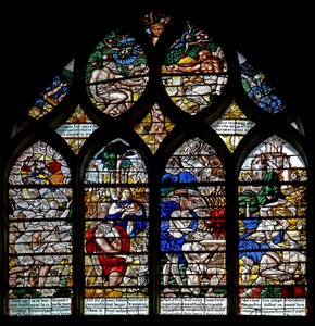 Window w122 depicting the Stories of Adam & Eve and Cain & Abel