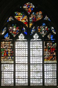 Window depicting St Michael and the life of St Agnes by French School