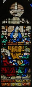 Window depicting a scene from the life of St Mary Magdalene - the saint preaching by French School