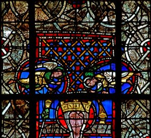 Window w129 depicting angels by French School