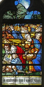 Window depicting a detail from the Miracle of the Feeding of the 5000