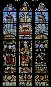 Window depicting seven deacons including Antoine de Crevant by French School