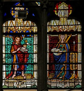 Window depicting St John Baptist and St Catherine by French School