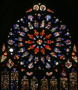 God, Seraphims, Musical Angels, and Ten Apostles, Patron Saints of the Canons: St James, St Christopher, St Charlemagne