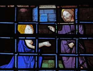 Window depicting St Barbara in prison with Christ by French School