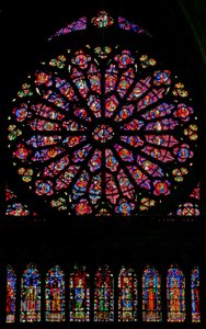 Window w141 depicting the Death of the Virgin Mary