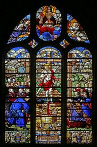 Window depicting the Mystic Press; Donor Jean le Teillieur des Ebrieux