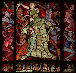 Window w16 depicting a scene from the Last Judgement: the Damned