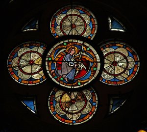 Window w16 depicting an angel by French School