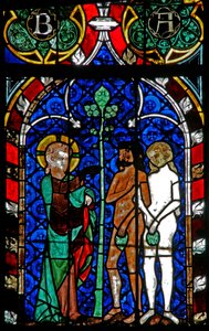 Window w17 depicting Adam and Eve try to hide their nakedness