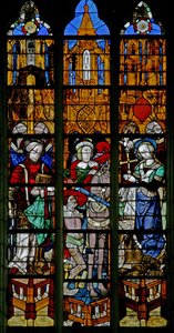 Window depicting St Lawrence, St Martin and St Margaret by French School