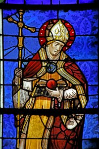 Window depicting St Augustine holding a flaming heart by French School