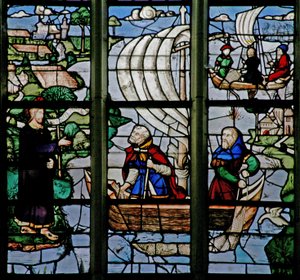 Window depicting a Resurrection scene: the Miraculous Draft of Fish