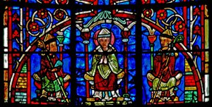Window w19 depicting St Nicholas becomes Bishop of Myra by French School