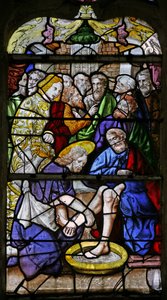 Window w1 depicting Christ washes His disciples
