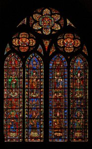 Window w201 depicting SaintPopes and Deacons by French School