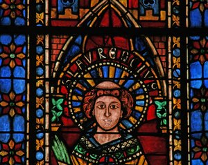 Window w201 depicting St Lawrence by French School