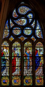 Window depicting St Marceau(?), St Remi, St Martin and St Denis