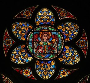 Window w201 depicting an angel by French School