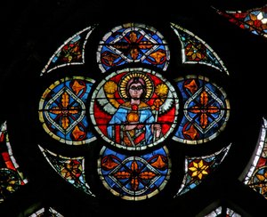 Window w202 depicting an angel by French School