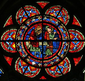 Window depicting the Flight into Egypt by French School