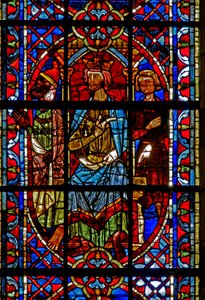 Window depicting St Peter and St Paul before Emperor Nero