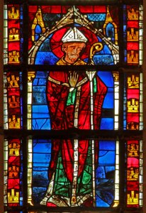 Window depicting a saint bishop by French School