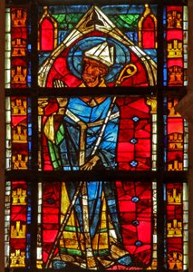 Window depicting a saint bishop by French School