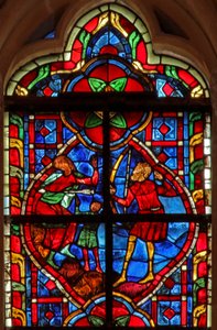 Window depicting Cain killed by his grandson by French School