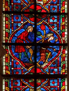 Window depicting Cain kills Abel