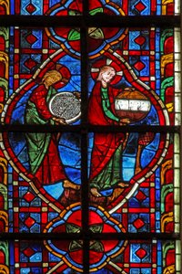 Window depicting God creates the world by French School