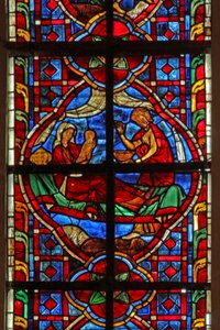 Window depicting the Birth of Cain by French School
