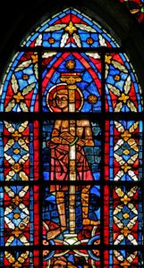 Window depicting a Scene from the Life of St Savinien: An Archer Aims at Savinien Tied to a Column but Hits the Emperor in the Eye Instead by French School