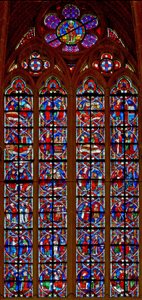 Window depicting scenes from life of St Nicholas by French School