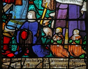 Window depicting a Donor and Children