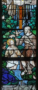Window depicting the Baptism in the River Jordan by French School