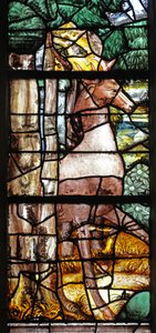 Window depicting the Stag Confronts St Hubert by French School